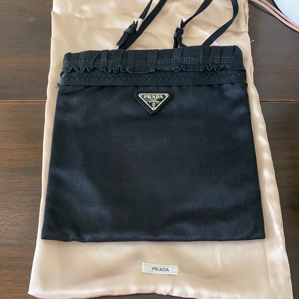 PRADA, small black silk evening bag